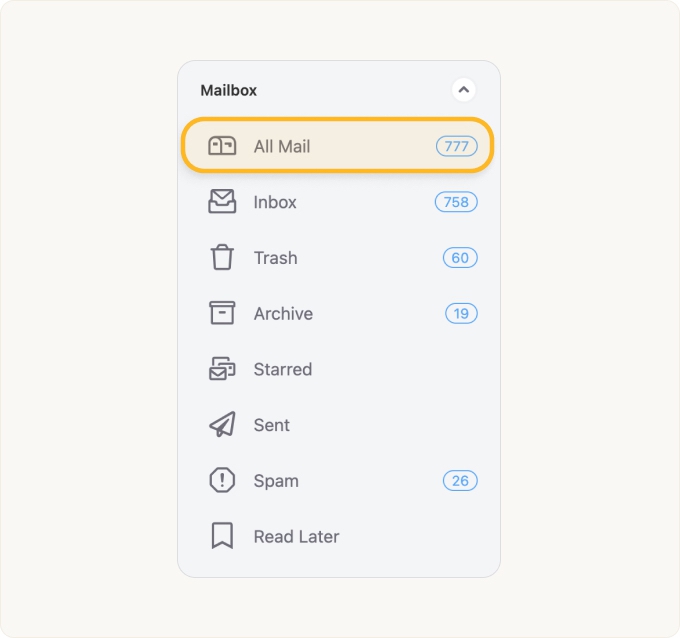 Click All Mail in the left-hand navigation menu