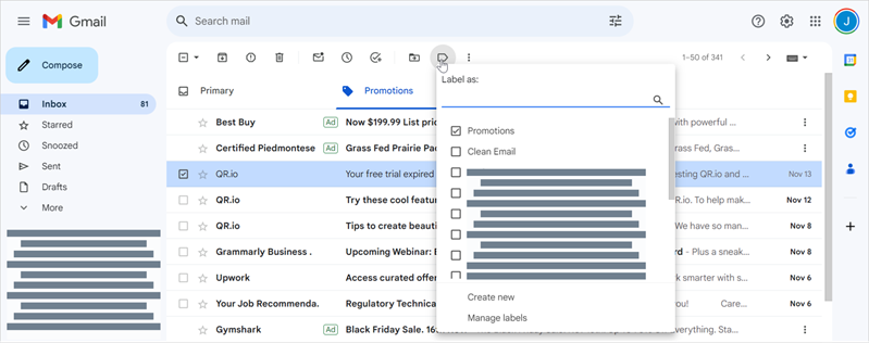 Gmail automatically identifies certain messages as promotions