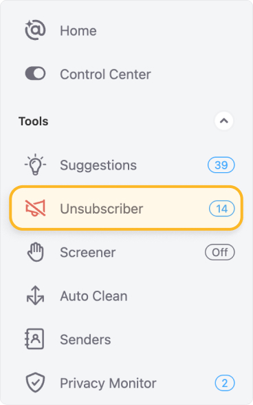 Click Unsubscriber in the left-hand pane