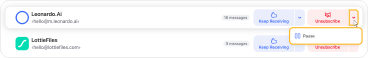 Click the drop-down next to Unsubscribe and choose Pause