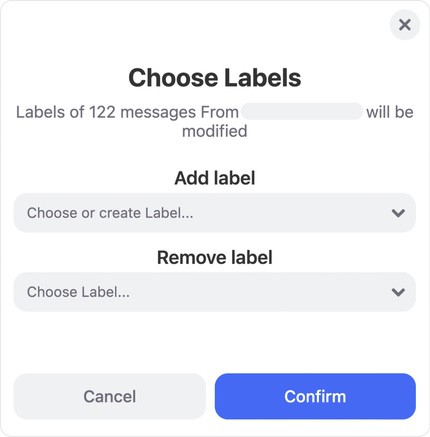 This action opens the Choose Labels dialog