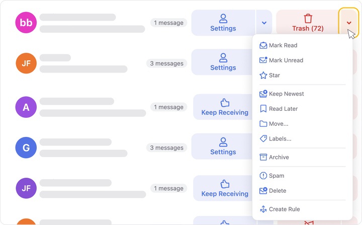 Apply more actions to email groups