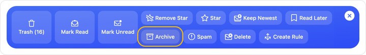 Click Archive in the action bar at the bottom of the page