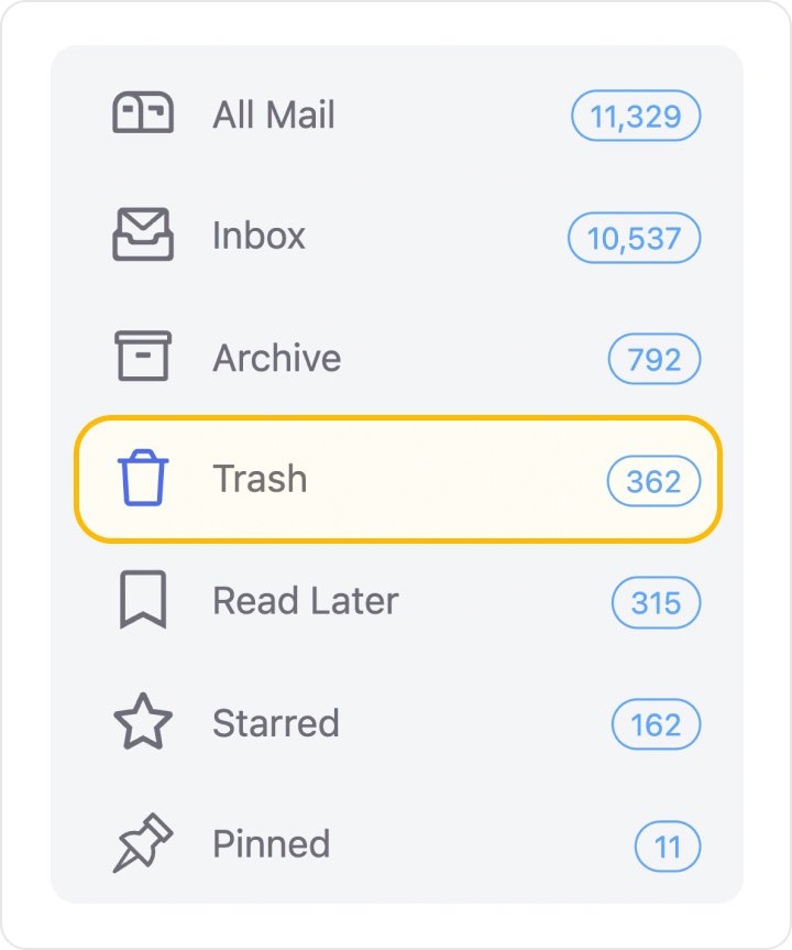 how do i retrieve trash in mailbird