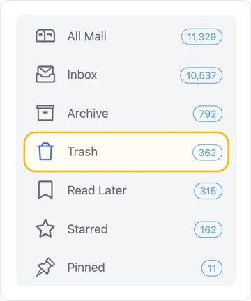 Click the Trash Smart Folder