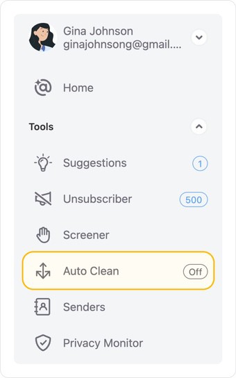 The status indicator shows when Auto Clean is disabled