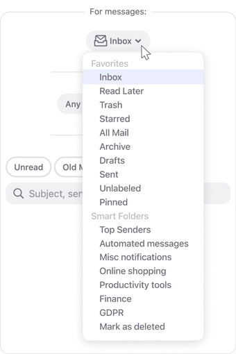 Click the Inbox drop-down