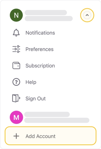 You can switch between email accounts in Clean Email