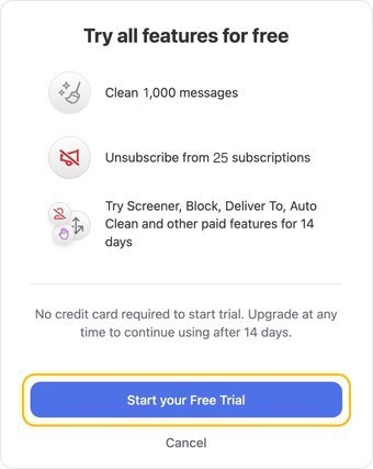 Start your Free Trial in Clean Email