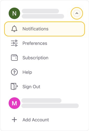 Select Notifications from the account menu