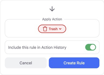 Auto Clean rules will have their actions included in the action history