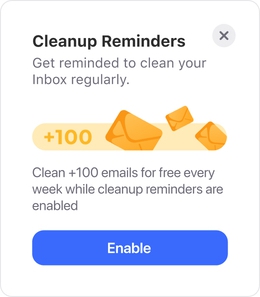 Accessing cleanup reminders using the navigation menu