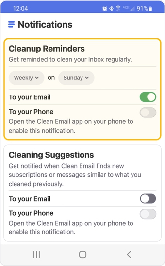Configuring Cleanup Reminders