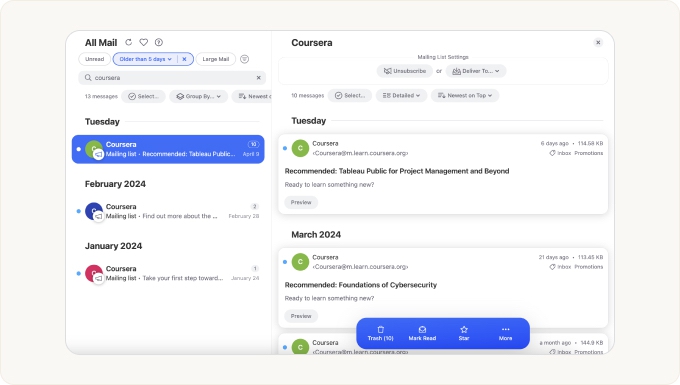 Preview emails in Clean Email before opening them
