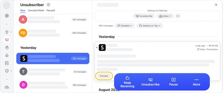 Use Auto Clean, Unsubscriber, and Screener to preview and manage messages in Clean Email
