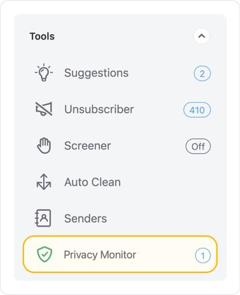 Use Clean Email’s Privacy Monitor to check for exposed email addresses