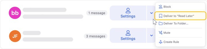 Choose Read Later in the email's menu, or choose Deliver to Read Later in settings