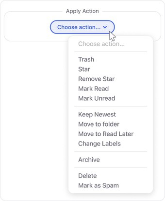 Choose the action Clean Email should apply