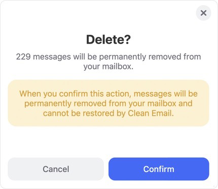 Click Trash or Delete, then confirm to remove the selected emails