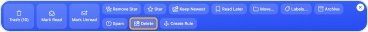 Use Delete to permanently remove selected emails. This action may not be reversible