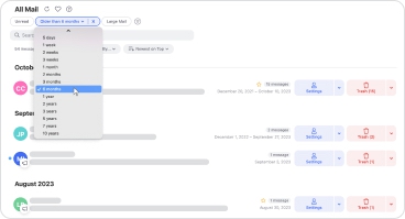 Choose the age of emails to manage