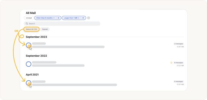 Choose message groups or select all