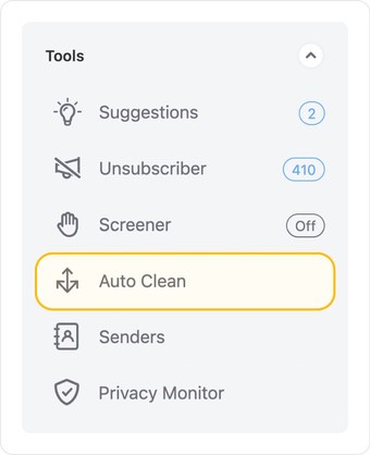 Select Auto Clean in the left menu and turn it on