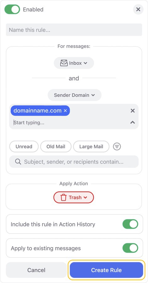 Click Create Rule to finalize