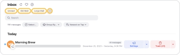 Sort by sender or domain
