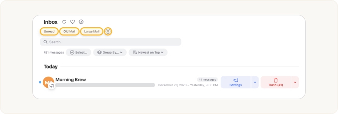 Sort by sender or domain