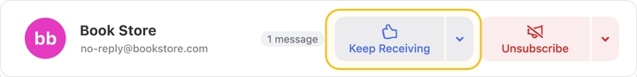 Click Keep Receiving to stay subscribed to a mailing list