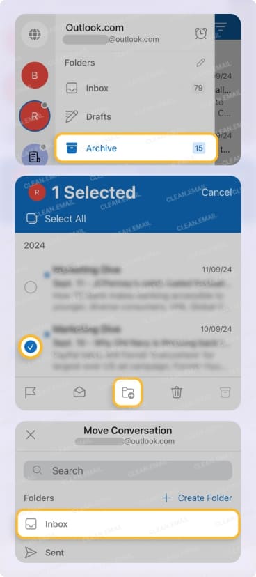 Retrieve archived emails in Outlook