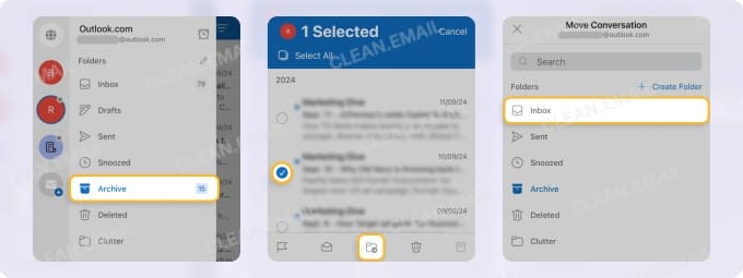 Retrieve archived emails in Outlook