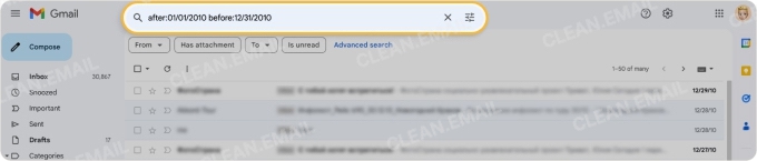 Archive Gmail emails by date