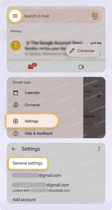 Use a swipe gesture on Android