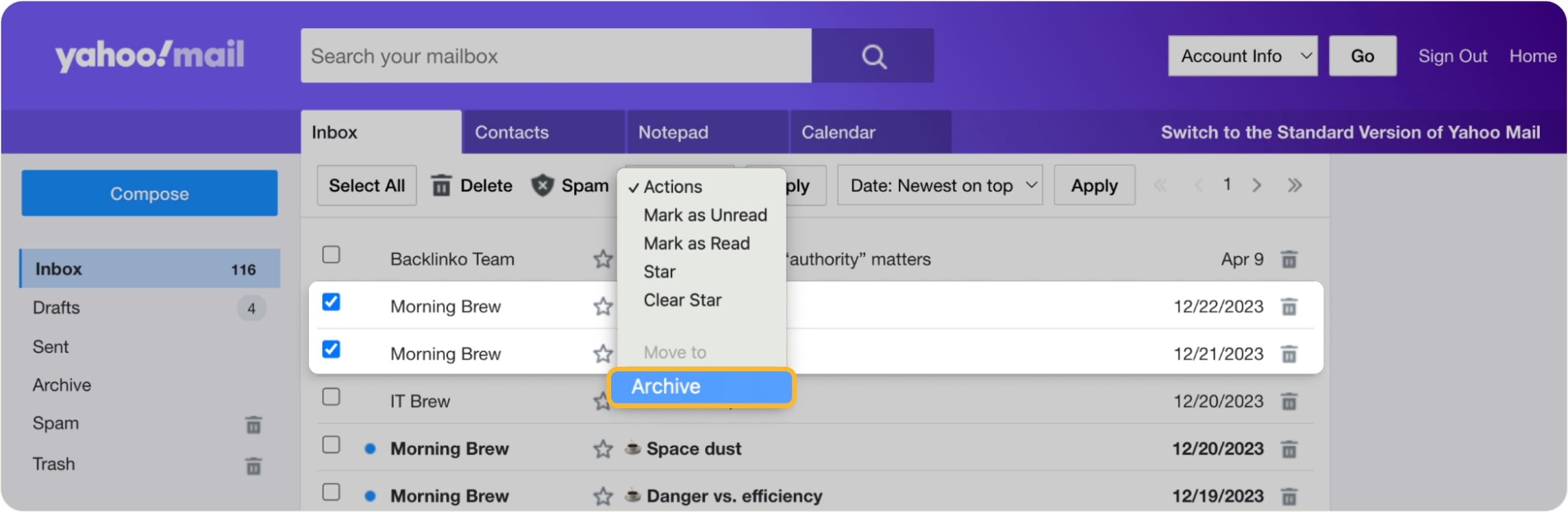 How To Archive Yahoo Mail