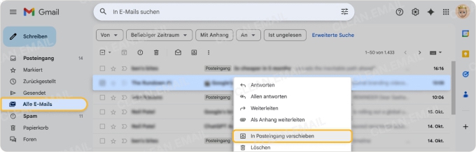 So rufen Sie archivierte E-Mails in Gmail ab auf Desktop