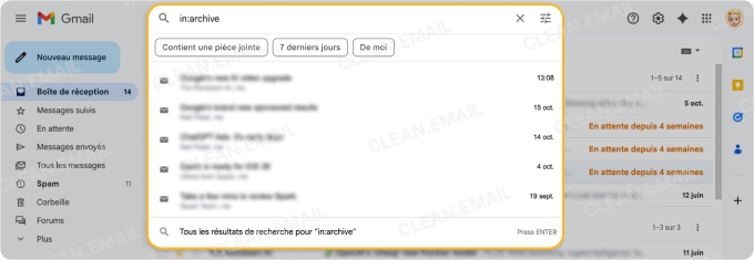 Recherche d’e-mails archivés dans Gmail
