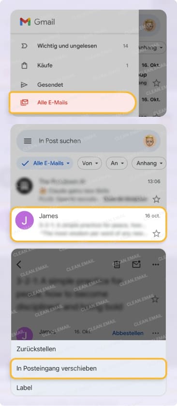 So rufen Sie archivierte E-Mails in Gmail ab auf dem Handy