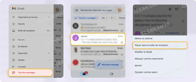 Récupérer les e-mails archivés dans Gmail sur mobile