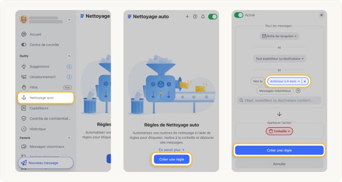 Triez et supprimez les e-mails de plus de 6 mois