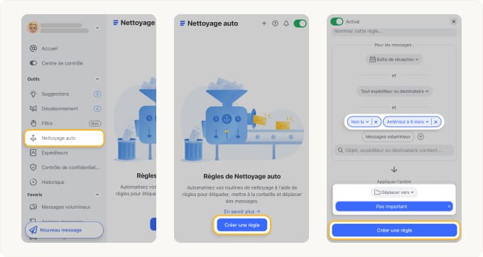 Déplacez les anciens messages non lus vers un dossier « Pas important »