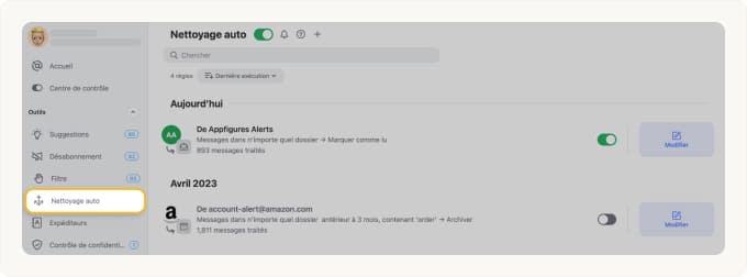 Gardez le contrôle complet sur toutes les actions du Nettoyage auto