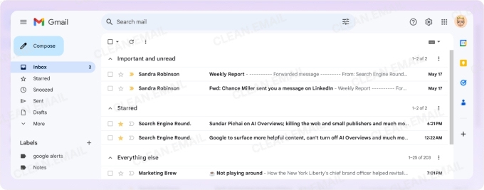 Gmail Priority Inbox settings for choosing inbox sections and labels