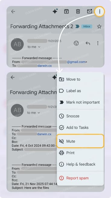How to mute a conversation in Gmail on Android