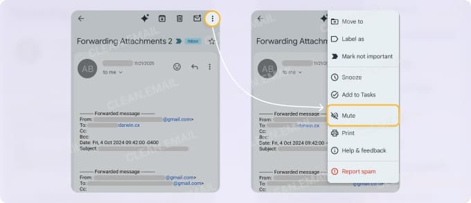 How to mute a conversation in Gmail on Android