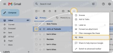 How to mute a conversation in Gmail on desktop