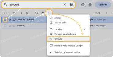 How to unmute emails in Gmail