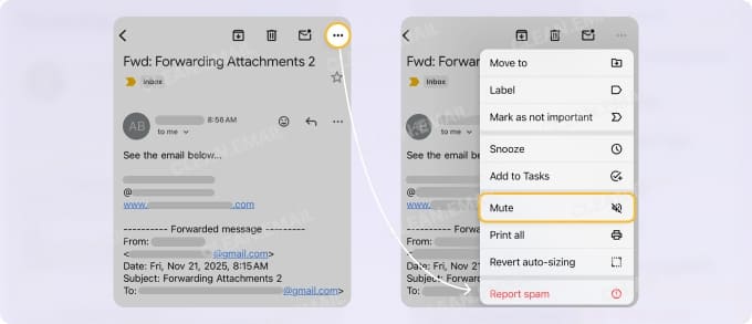How to mute a conversation in Gmail on iPhone