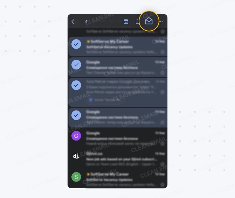 Manually select unread emails by label, importance, or star